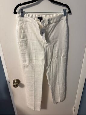 J.Crew Ivory Linen Cropped Pant